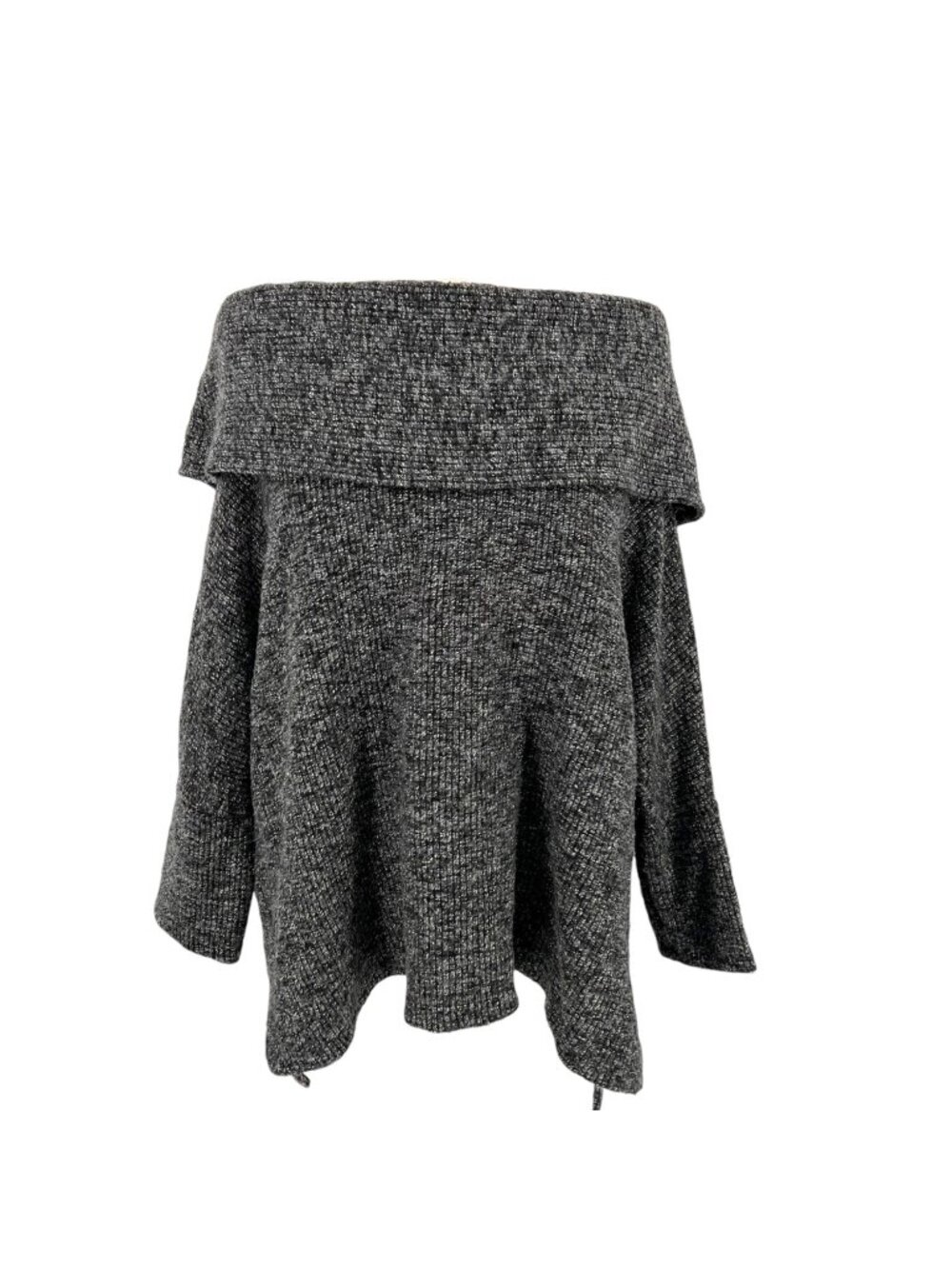 Bobi Los Angeles Off-Shoulder Half Sleeve Knit Top Charcoal Gray Size Medium